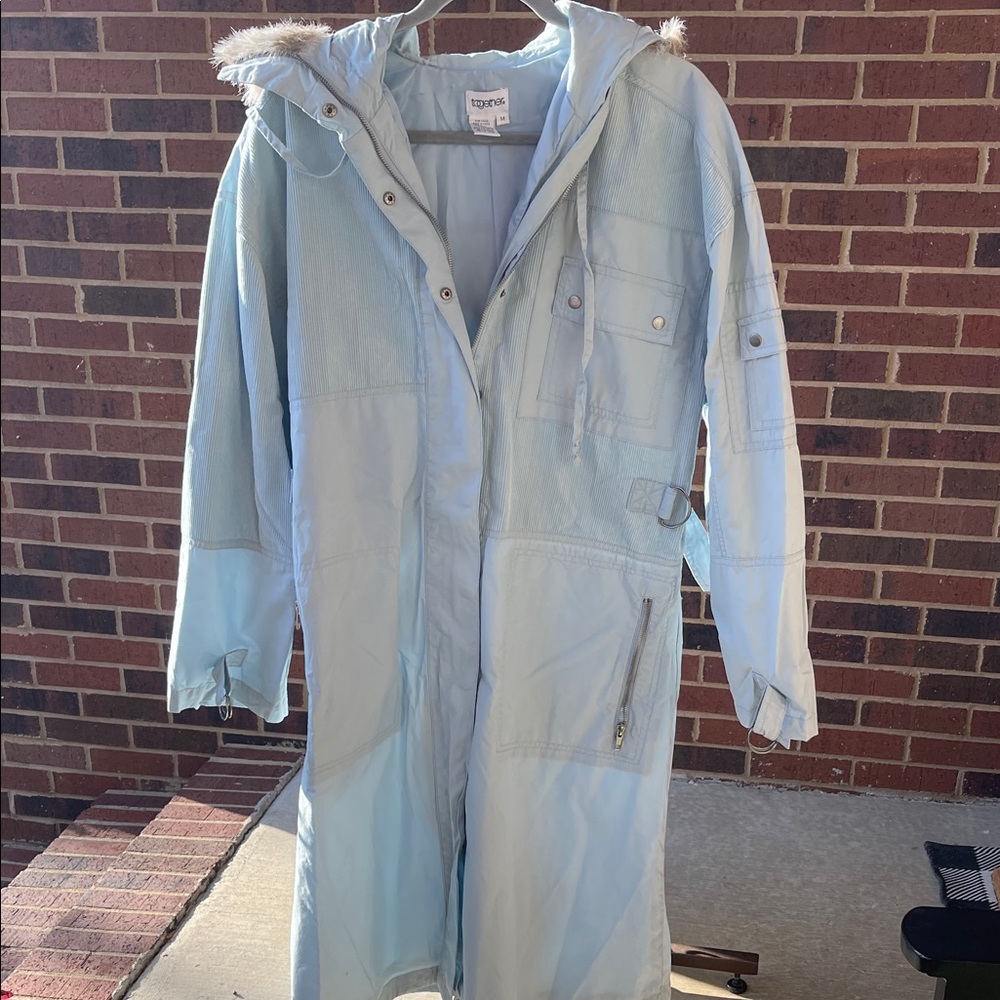 Together Light Blue Hooded Trench Coat